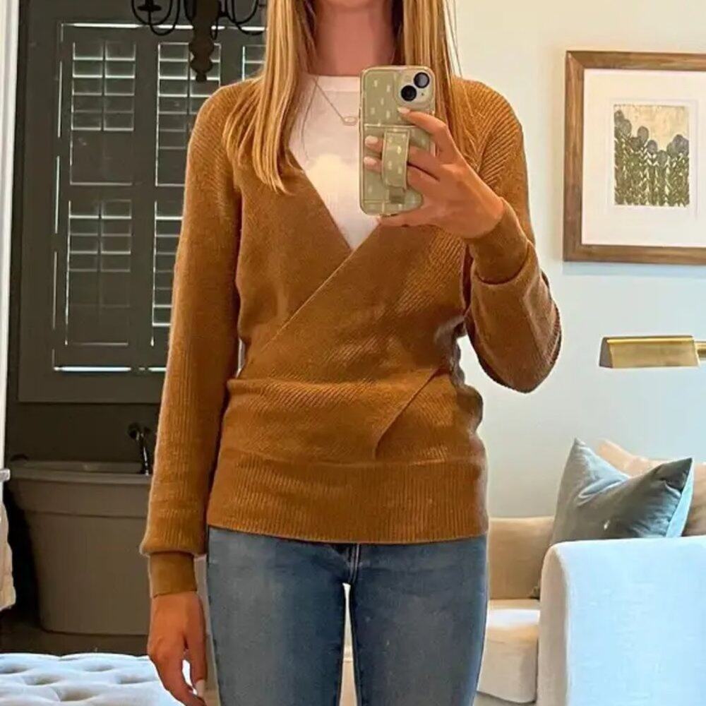 27 Miles Malibu Wrap Ribbed Knit Wool Sweater - Picture 3 of 6